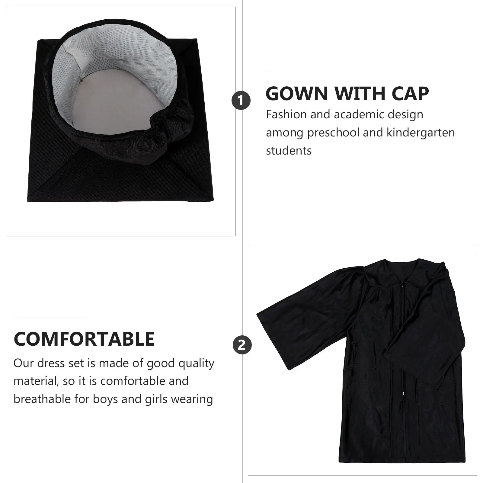 Preschool Graduation Gown Kids Black Hat Set Doctor Clothing Bright Color Combination Photo Shoot Party School Gathering