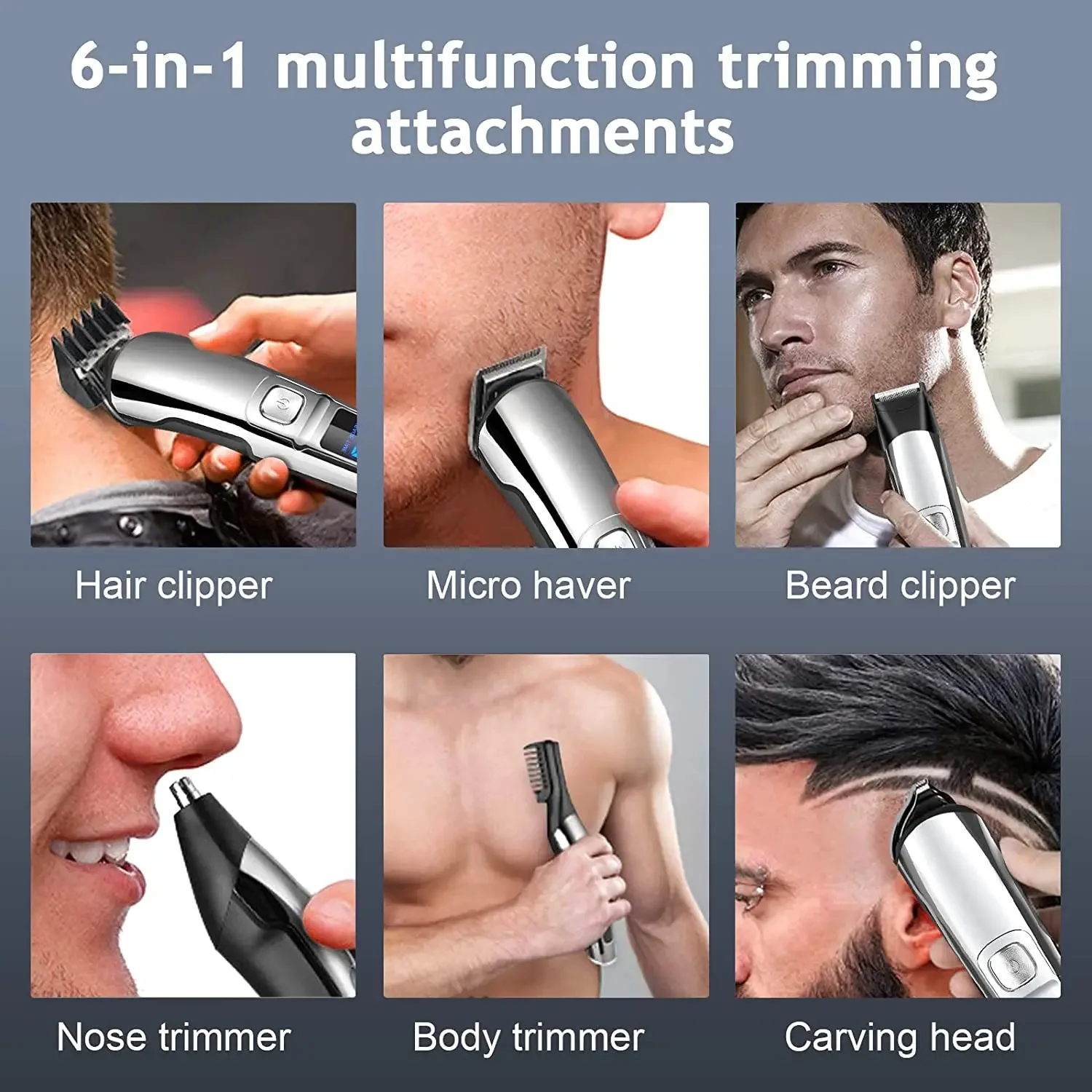 11in1 Waterproof Hair Trimmer Kit for Men - Electric Beard, Face, and Body Grooming Clipper Machine