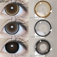 UYAAI-2PCS Color Contact Lenses (Pearl Series) Brown Natural Lenses Gray High Quality Eye Contacts 14.5mm Big Pupil Beauty Lense