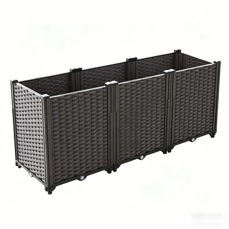 

Large 3-Tier Planter Box 120x40x52cm Deep Raised Bed for Vegetable & Flower Outdoor Balcony Garden Plastic Growing Pot