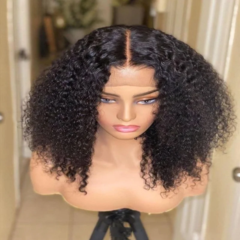 Long Natural Black 26'' 180%Density Deep Wave Curly Lace Front Wigs For Women With Baby Hair Preplucked Daily Wear Glueless Wigs