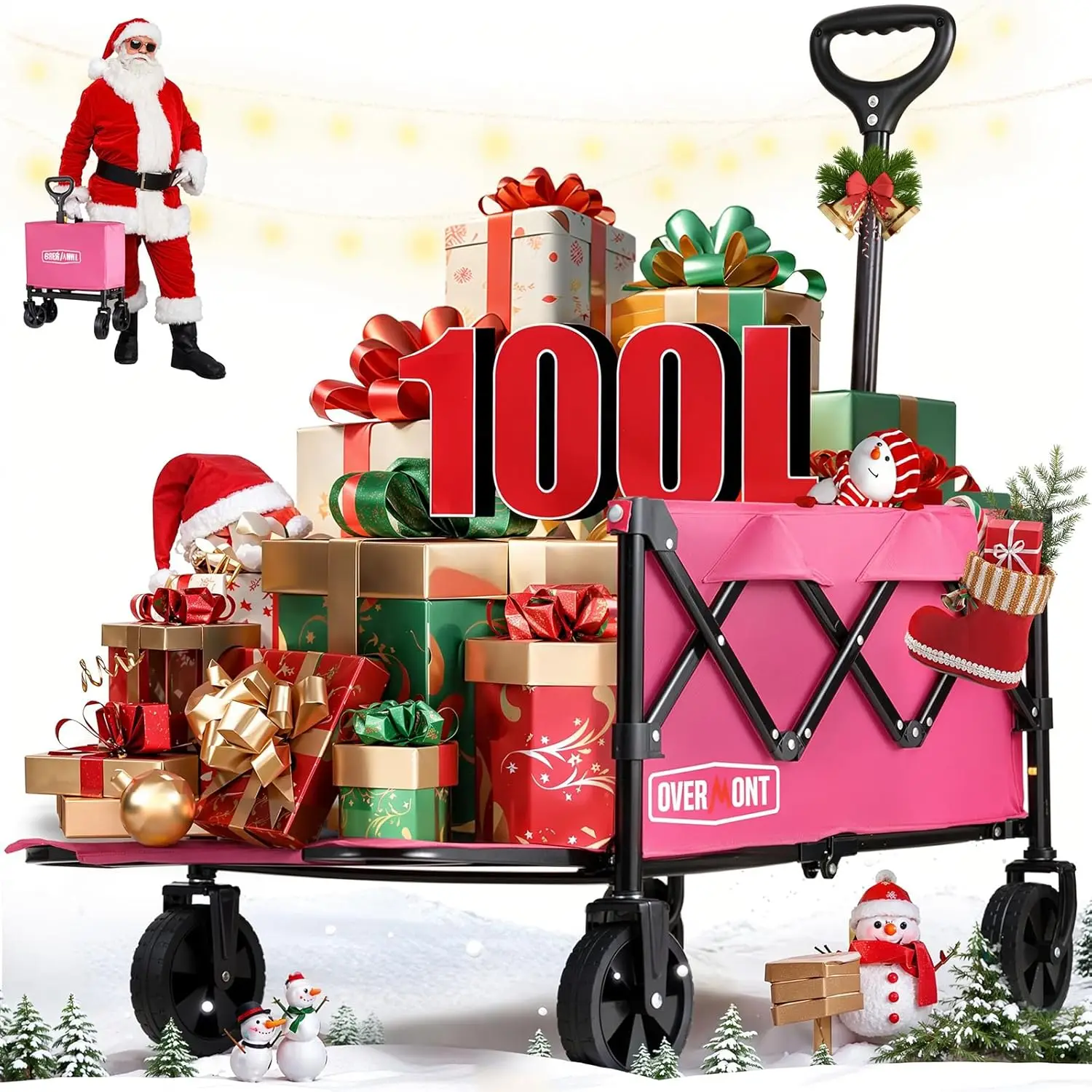 

Collapsible Wagon Cart with Tailgate - 220lbs Capacity Lightweight Foldable Utility Wagon for Shopping, Garden, Beach