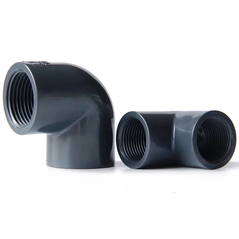 20/25/32/40/50/63mm BSP Double Female Thread 1/2" 3/4" 1" 1-1/4" 1-1/2" 2" 90 Degree Elbow Connector Dark Grey PVC Pipe Fitting