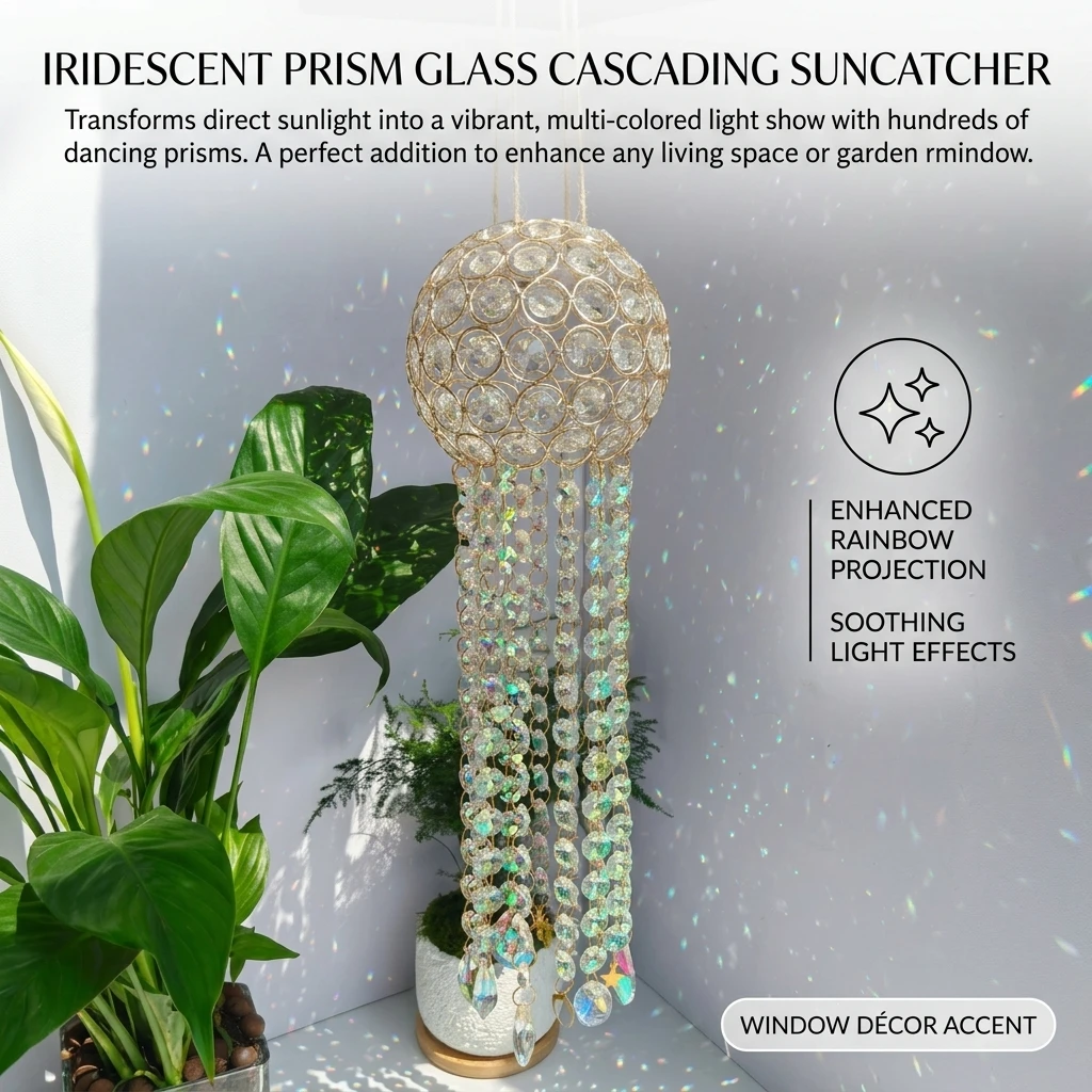 Crystal Suncatcher Decor 60x12cm Bedroom Balcony Garden Hanging Sun Catchers with Crystals Indoor Window Home Decor