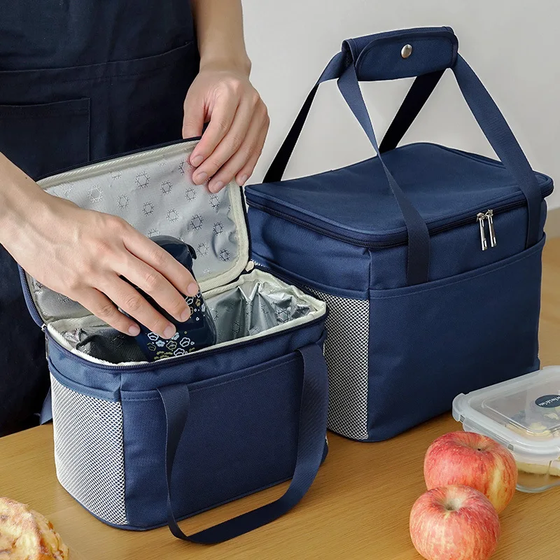 Fashion Large Capacity Insulated Lunch Box Bag with Thickened Aluminum Foil Thermal Meal Tote for Students & Office Workers
