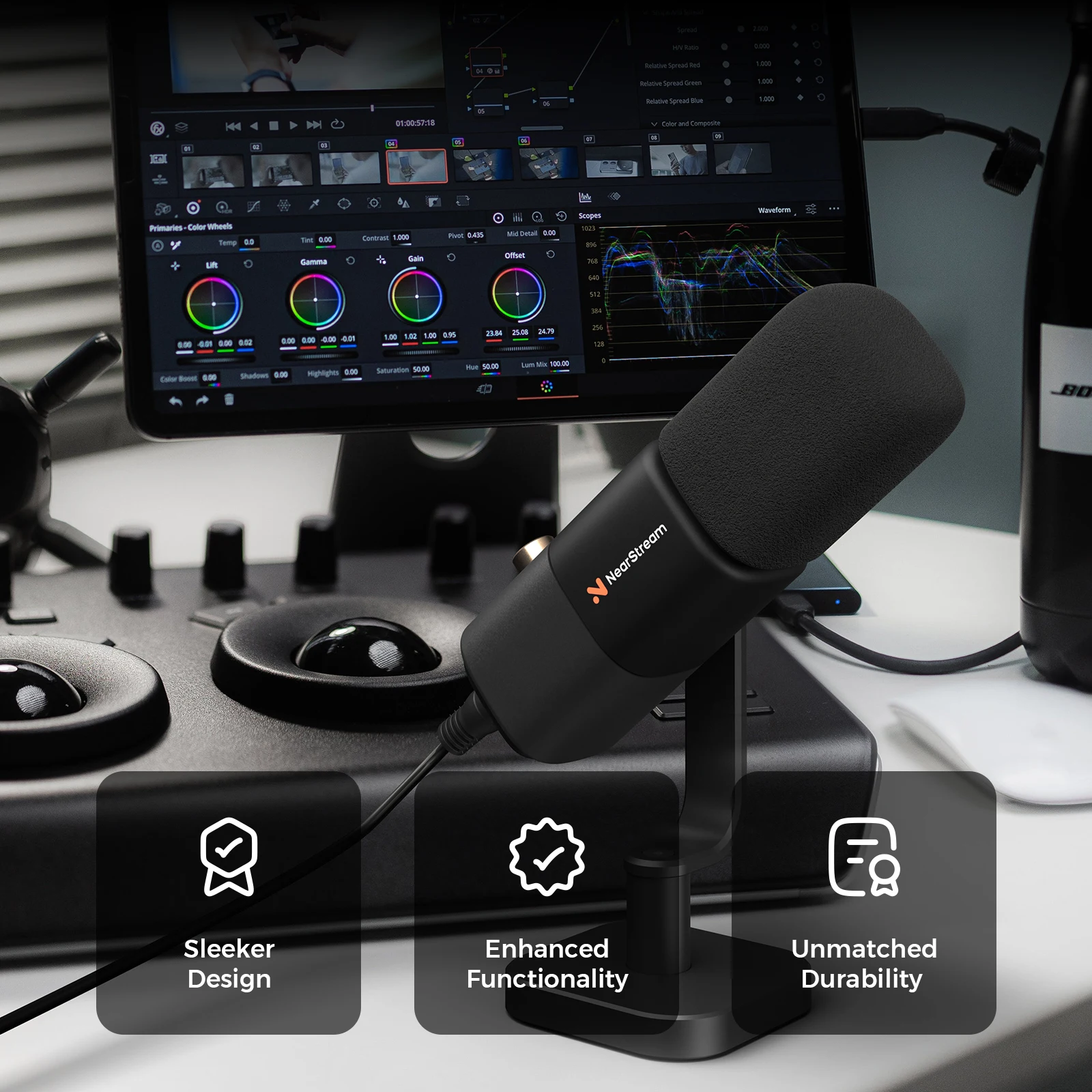 NearStream المهنية الكمبيوتر هيئة التصنيع العسكري USB XLR ميكروفون ديناميكي بوم الذراع لمجموعة استوديو الألعاب تسجيل بودكاست الشحن المحلي الأمريكي #6