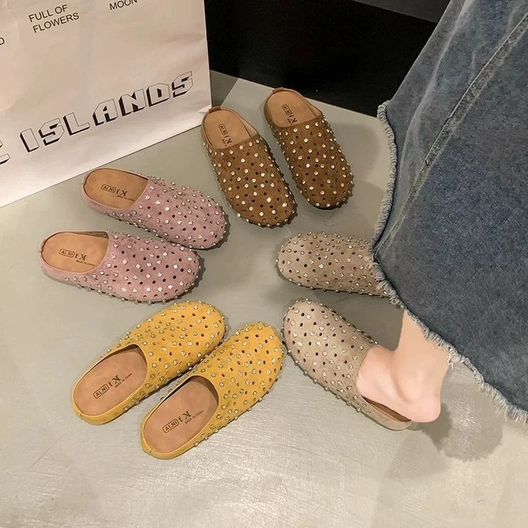 

Тапочки на плоской подошве с кристаллами, повседневные женские сандалии, обувь на платформе, туфли-лодочки, летние трендовые спортивные удобные большие размеры, Zapatos Mujer
