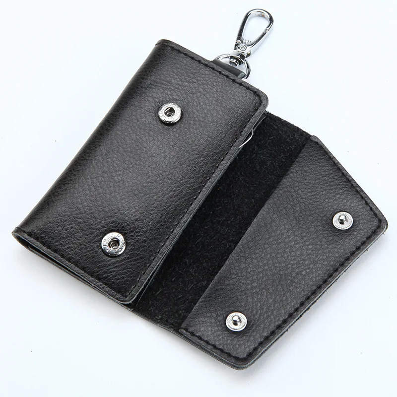 Car Home Key Organizer Leather Soft Buckle Ultra-thin Large Capacity Card Holder Casual Coin Purse Men And Women Wallet Keychain