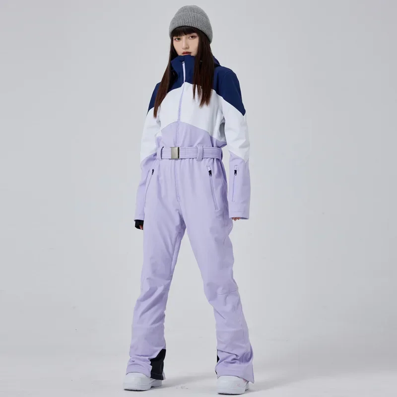 Setelan jumpsuit termal untuk wanita, set jumpsuit Ski Ski musim dingin, baju salju 2025 luar ruangan tahan angin tahan air