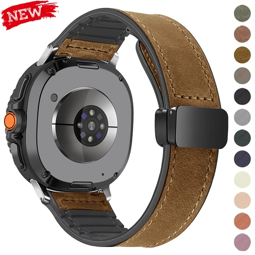 Leder-Silikonarmband für Samsung Galaxy Watch 8 40 mm 44 mm Watch Ultra 47 mm 2025 Magnetschnallenarmband 8 Classic 46 mm Armband