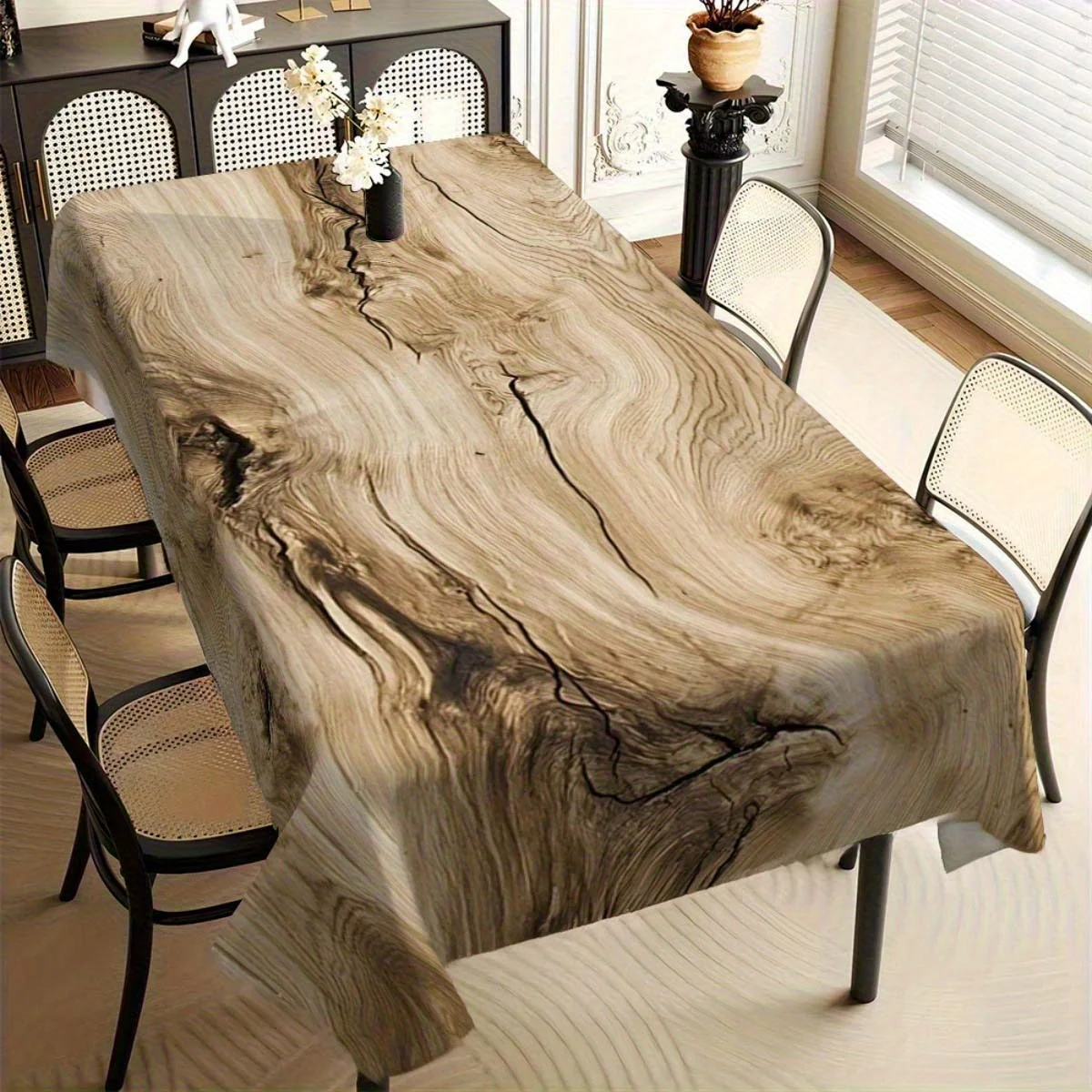 One elegant wood-grain printed tablecloth - with realistic wood texture, suitable for the dining tablezyc