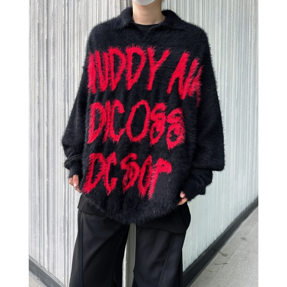 

Американский ретро цветной свитер с буквами, мужской свободный вязаный топ, женский повседневный зимний длинный свитер из смеси полиэстера