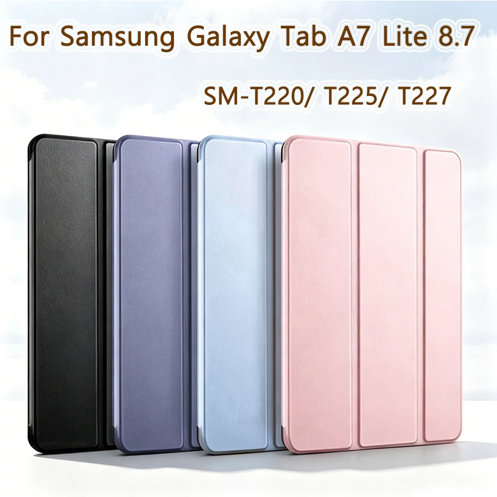 For Samsung Galaxy Tab A7 Lite 8.7 Inch 2021 (Model: SM-T220/T225/T227),Trifold Stand Cover with Soft TPU Back Shell Tablet Case