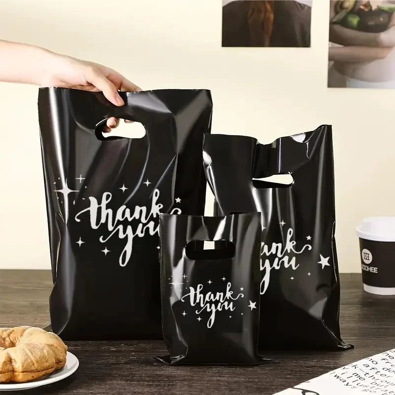50/100pcs Various Sizes Reinforced Plastic Gift Bag, Multi-Functional Pearlescent Tote Bag for Wedding, Birthday, Bridal Gift