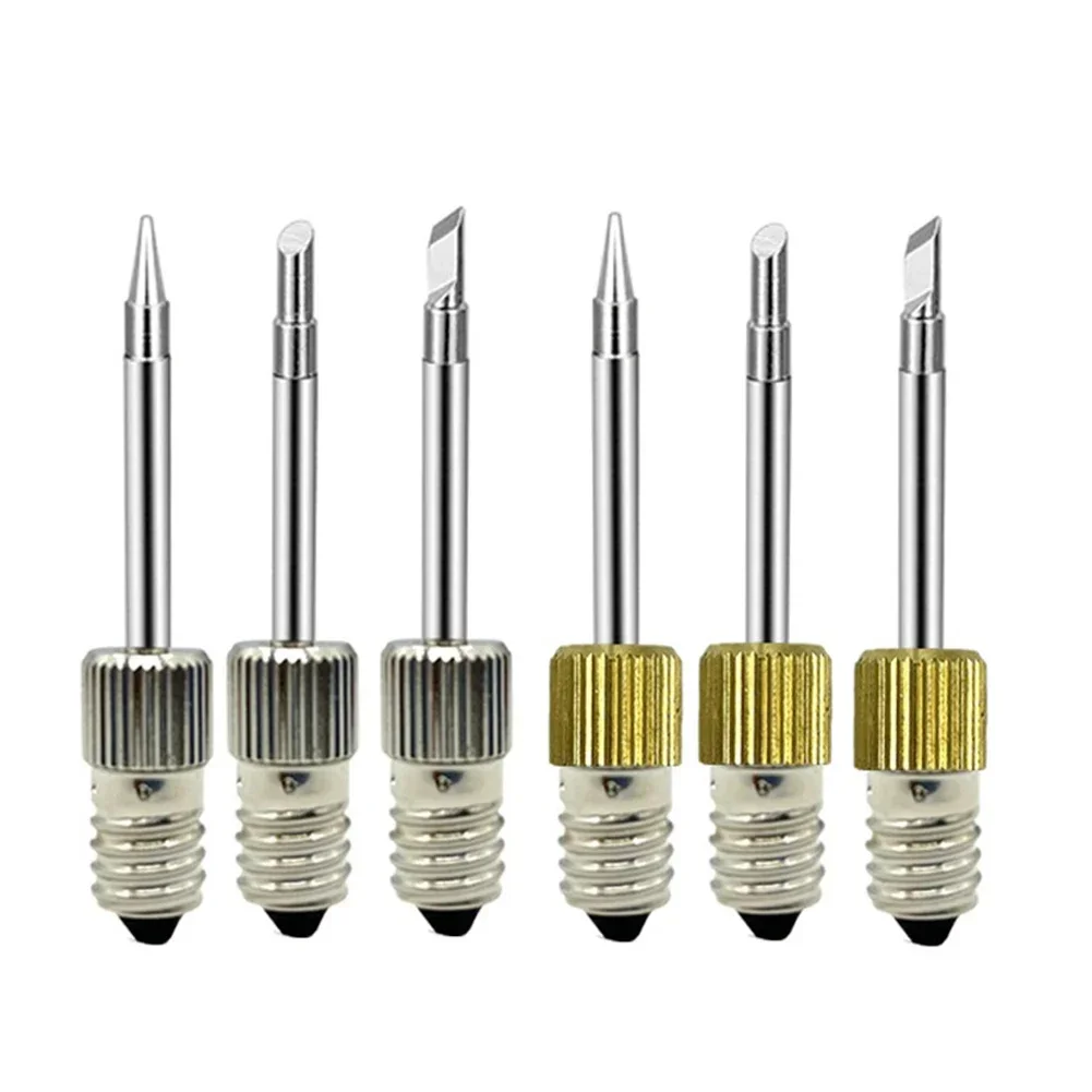 6pcs Soldering Iron Tips E10 Interface Electric Soldering Needle Tip Replacement For Point/line And Drag Soldering/wire Tinning
