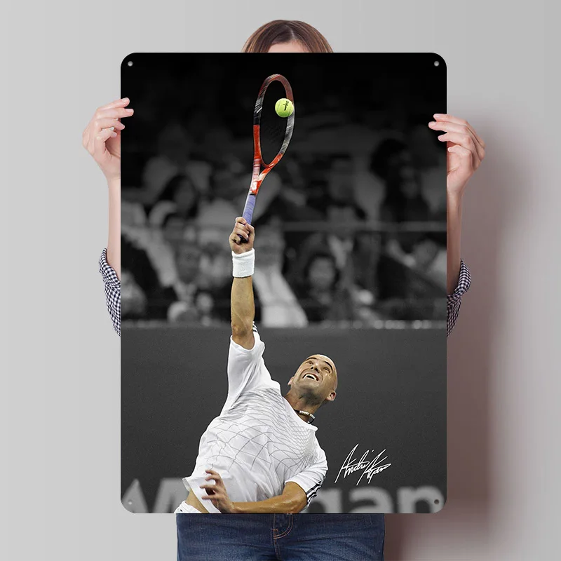 Andre Agassi Tinplate Poster Custom Wall Art Vintage Metal Signs Retro Tin Plaque for Bedroom Decoration Garage Room Accessories