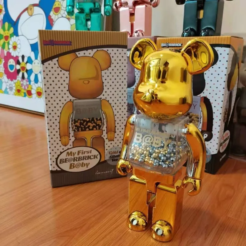 Bearbrick 400% violent bear tide play BAPE joint 25th anniversary electroplating camouflage shark doll ornaments holiday gifts.