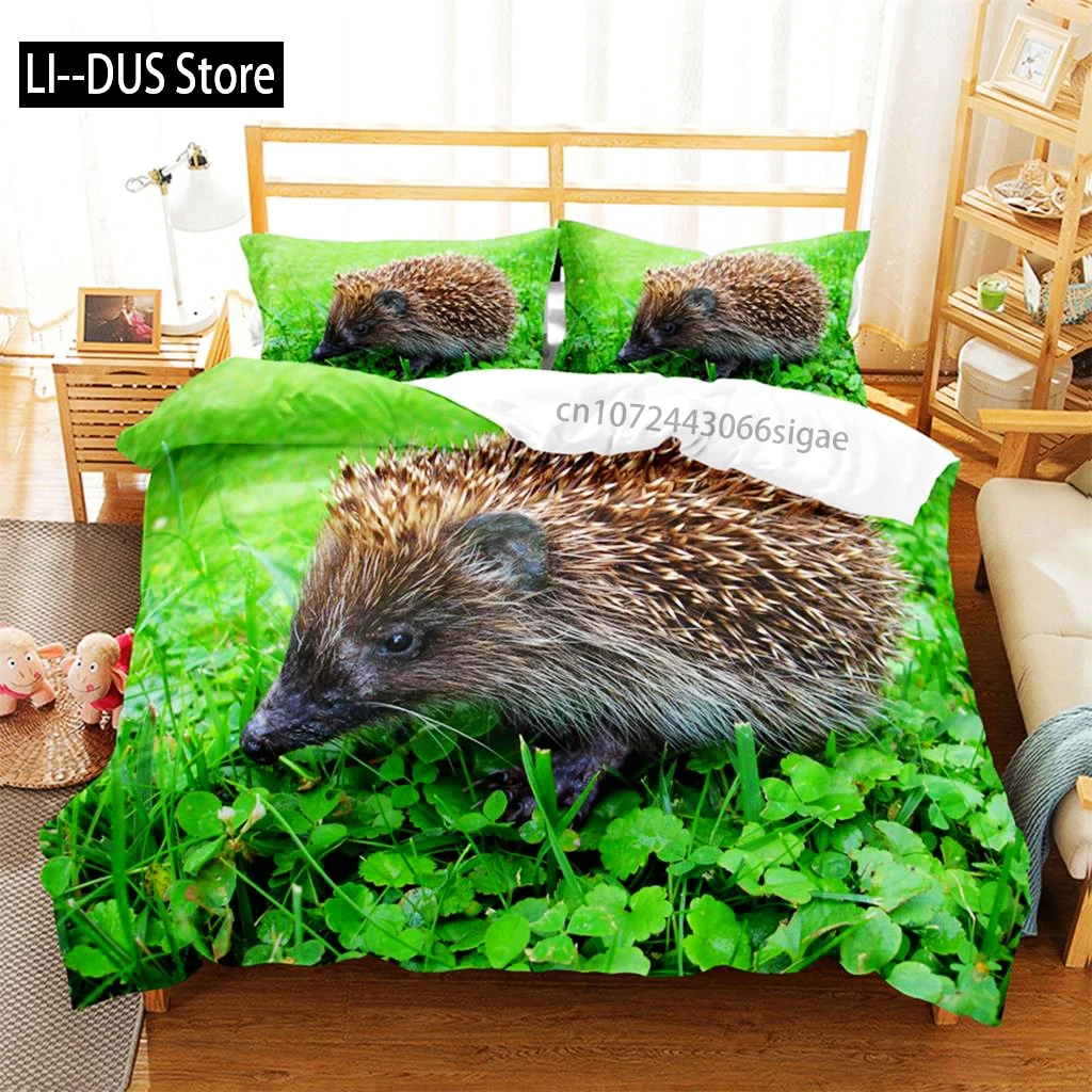 

Hedgehog Duvet Cover Cute 3D Wildlife Animal Polyester Comforter Cover Bedding Set For Home Bedroom Decorations Women Children