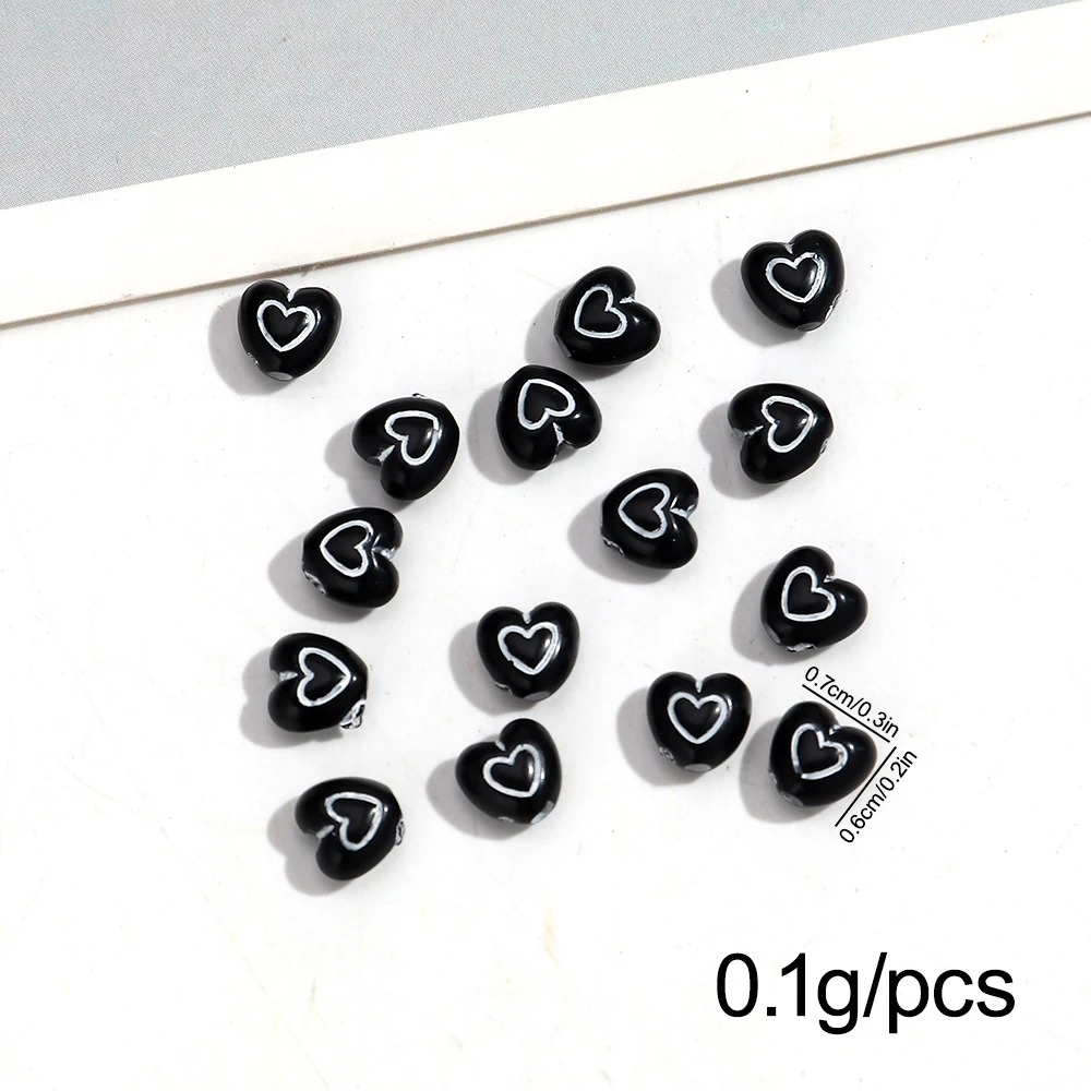 200Pcs 6x7mm Acrylic Transparent Colorful Mini Heart Loose Beads for Handmade Jewelry DIY Bracelet Necklace Keychain Accessories