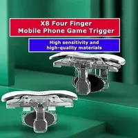 2Pcs ABS Mobile Phone Game Trigger X8 Gamepad Joystick Controller for PUBG Aim Shooting L1R1 Alloy Key Button for IPhone Android