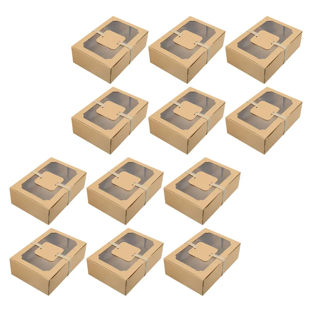 

Biscuit Box Kraft Paper Packaging Cookies Cake Candy Party Supplies PVC Window Storage Boxes Treat Containers Reusable Pastry