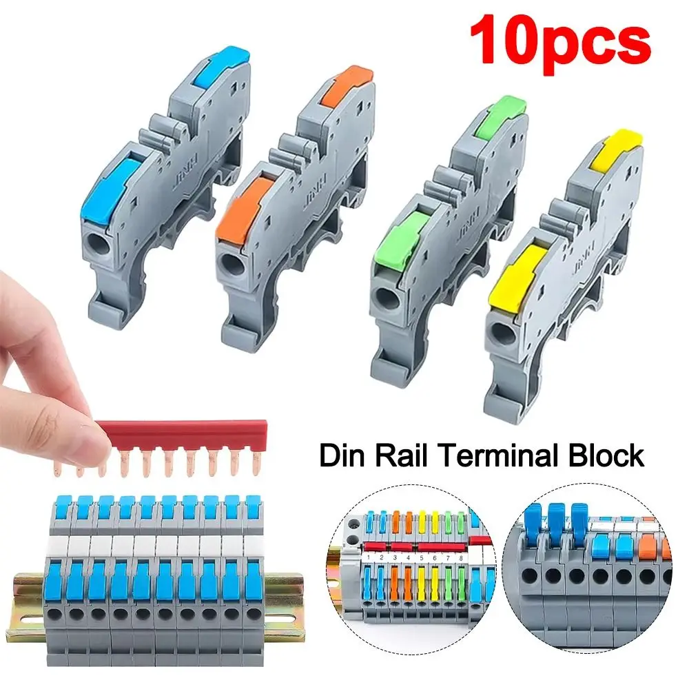 10Pcs CMK420 Din Rail Terminal Block 4mm2 11AWG 450V 32A Lever Type Rail Connector DIN Mount Design Color Coded Terminals