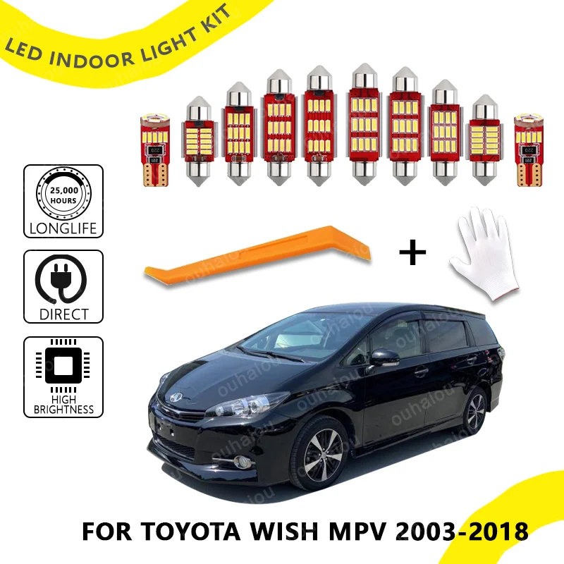

Canbus Car LED Interior Map Dome Light Kit For Toyota Wish MPV 2003-2011 2012 2013 2014 2015 2016 2017 Led Bulbs ﻿ ﻿