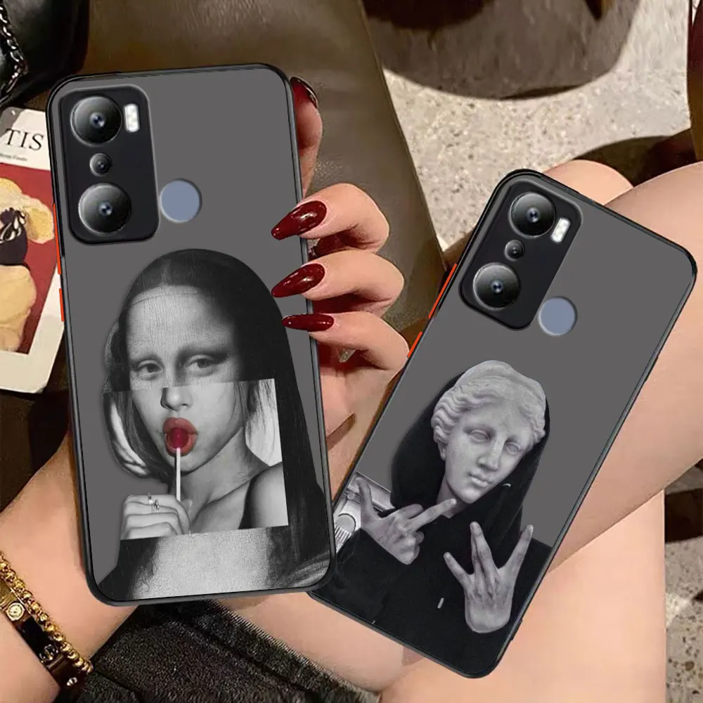 Matte Case for infinix HOT 20I 12 12I 11 11S 10 10I 10S PLAY 9 Pro POVA 3 CAMON 15 17P Case Art Aesthetic David Mona Lisa Comics