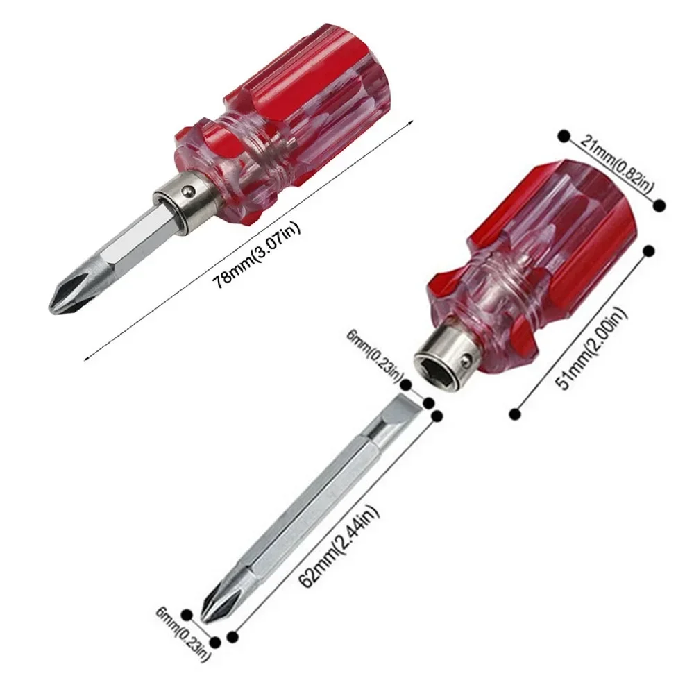Nützlicher Phillips/Schlitz/Dual-Purpose ohne/mit magnetischem Schraubendreher, tragbares Mini-Handwerkzeug mit kurzem Griff, passend für Demontage/Reparatur – Detail 4