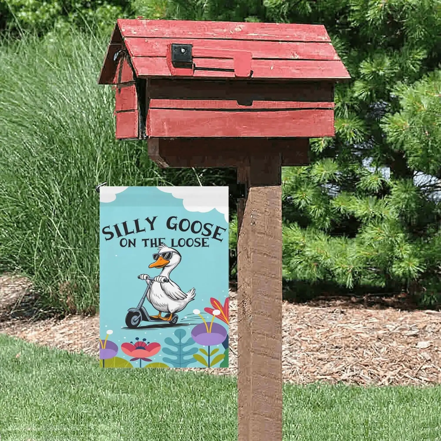 Silly Goose On The Loose Funny Garden Flags 12 x 18 Inch Double Sided Outdoor Banner For Beach YYD EEZ