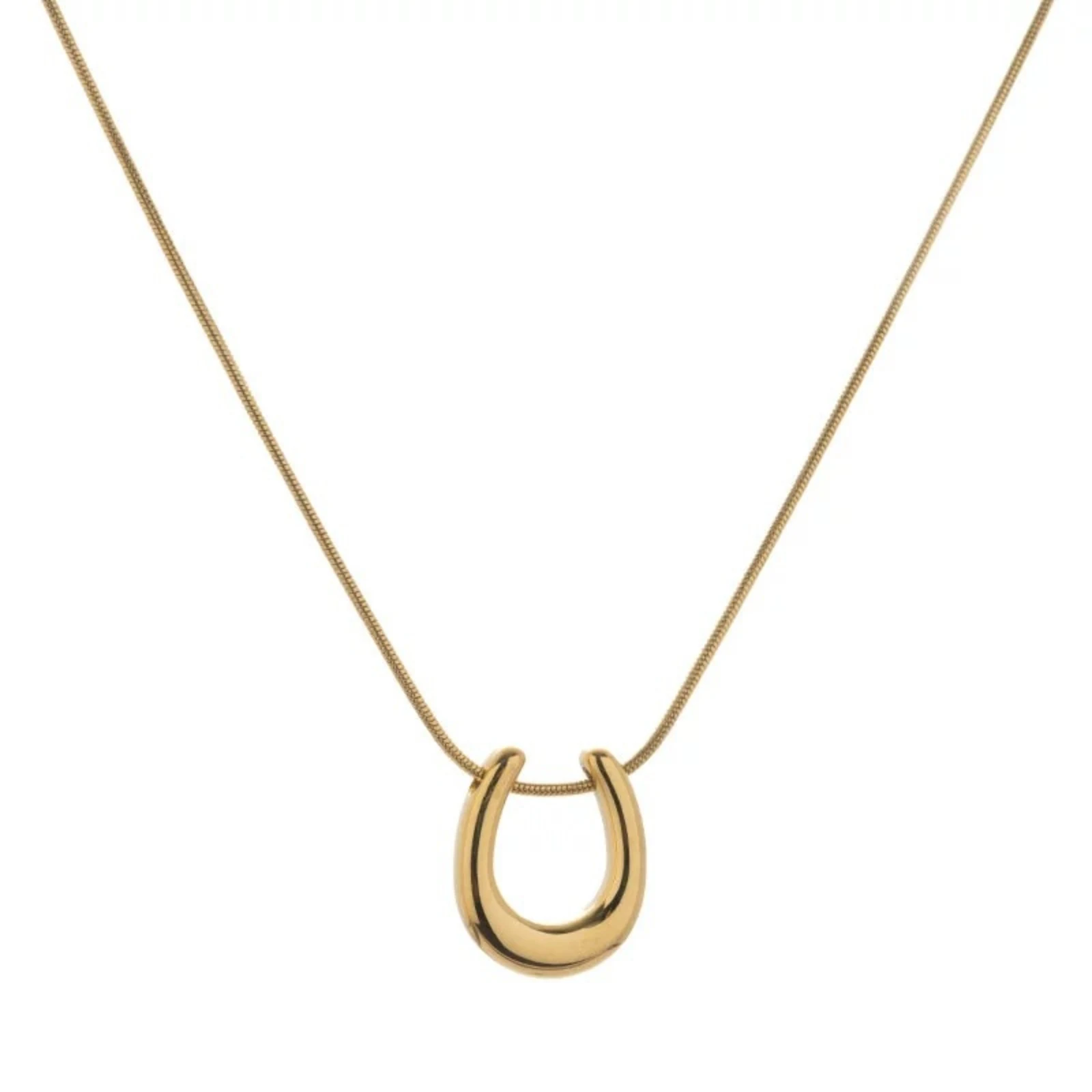 Stainless Steel U Shape Horseshoe Pendant Necklace Women Gold Plated Snake Chain Lucky Fashion Jewelry Gift