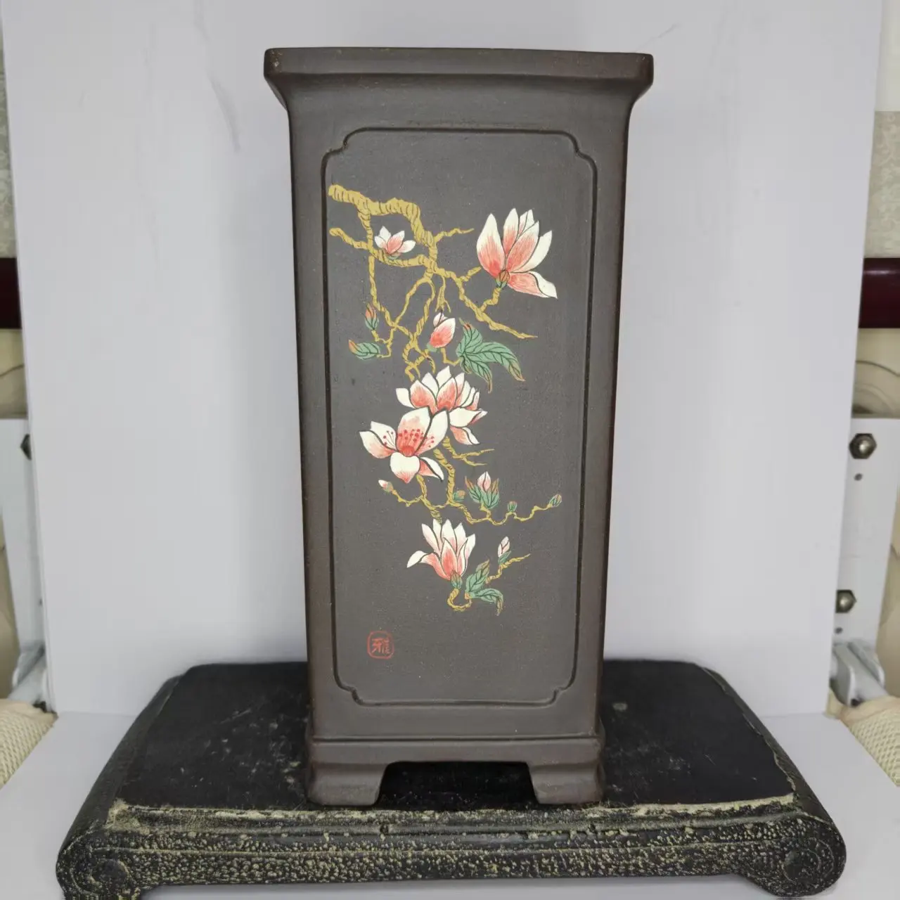 High Quality Purple Clay Hand Drawing Unglazed Cascade Pot & Bonsai Pot