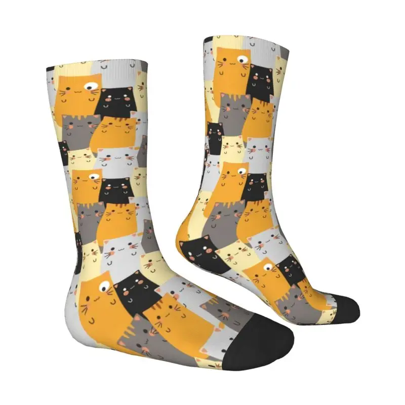 Cute Printing Cute Cats Cartoons Pattern Socks for Men Women Stretchy Summer Autumn Winter Funny Kitten Crew Socks