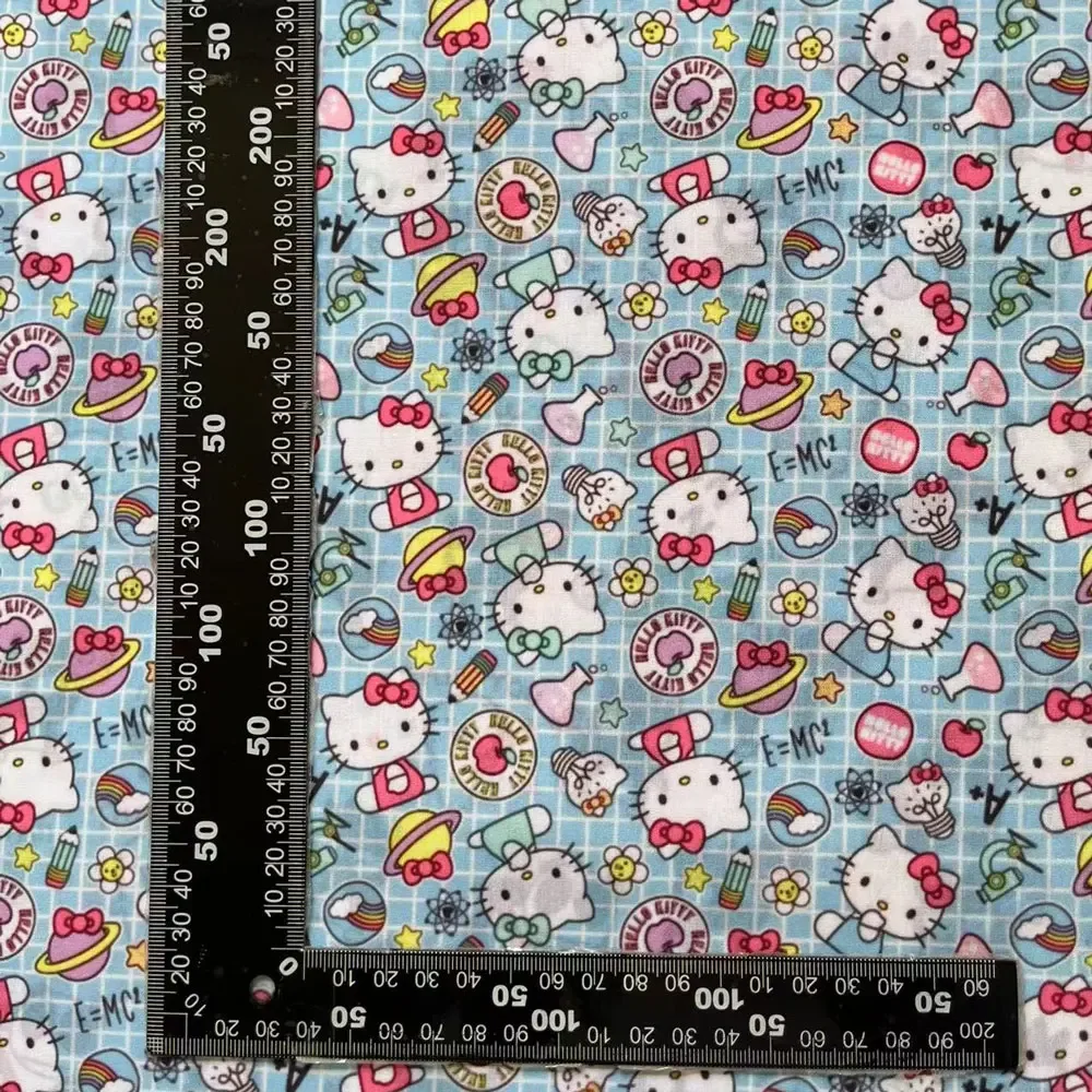 Hello Kitty 140x50 CM Tessuto di cotone del fumetto Patchwork Tessuto Kid Tessili per la casa Cucito Bambola Abito Tenda Tessuto di cotone poliestere