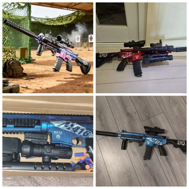 Nieuw Verbeterde Handleiding Bolt Gooien Shell M416 Zachte Kogel Pistool kinderen Simulatie Geweer Schieten Battle Game Speelgoed