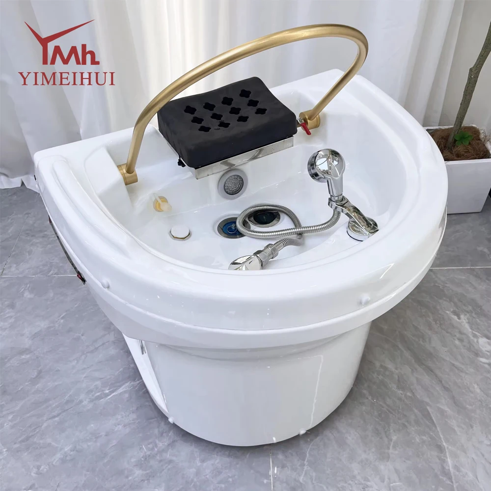 

Modern Thai Style Spa Head Water Therapy Beauty Hair Salon White Shampoo Sink with 60L Storage tank