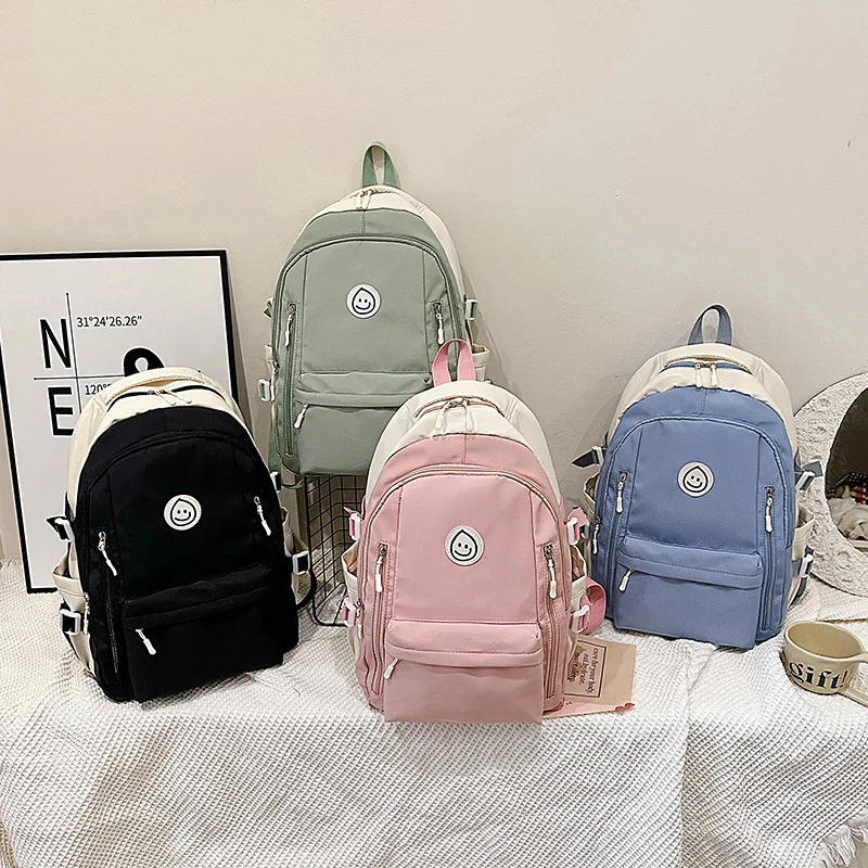 High Quality New Waterproof Nylon Women Backpack Female Travel Bag Backpacks Schoolbag for Teenage Girls Solid Color Bookbag