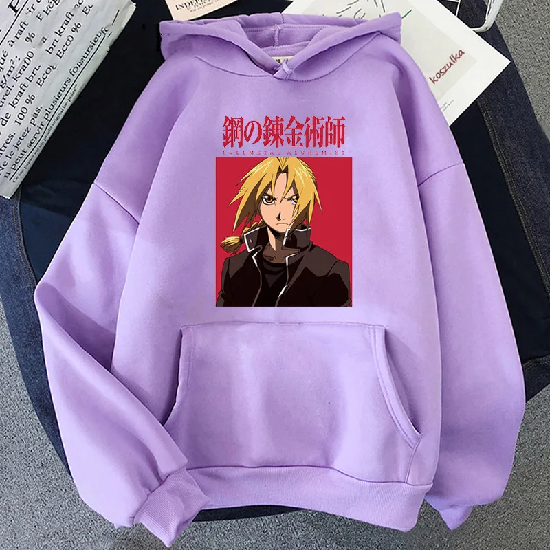 Japan Anime Fullmetal Alchemist Edward Elric Men Hoodies Harajuku Manga Winter Casual Women's Sweatshirts Fashion Oversize Hoody