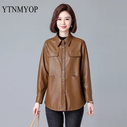 Spring And Autumn Clothing  Belt Slim Fashion Leather Coat Woman Outwear High Quality M-3XL Loose Jacket Suede