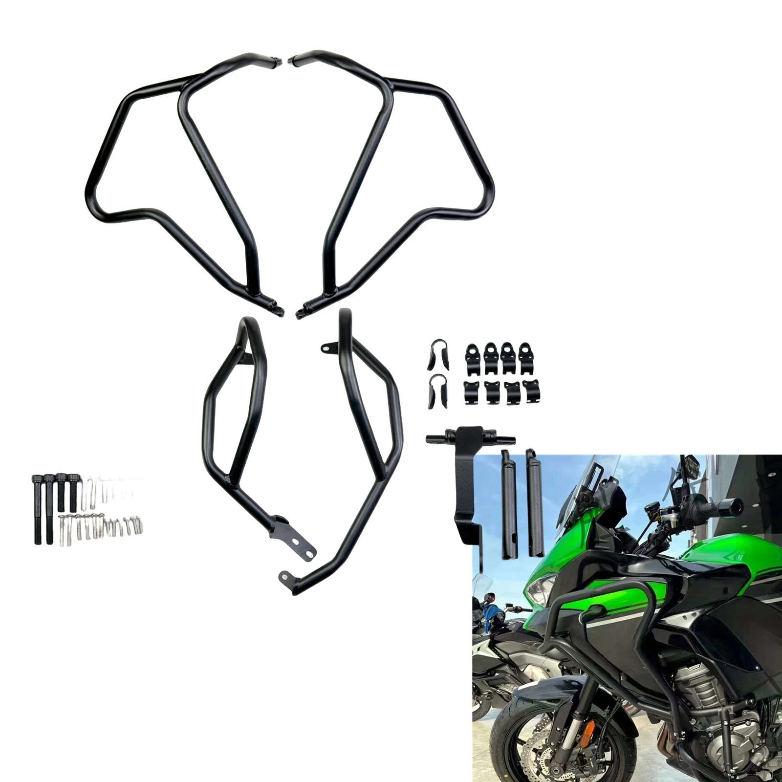 

Motorbike Crash Bar Engine Guard Fall Protector Bumper For Kawasaki Versys 1000 2019-2024