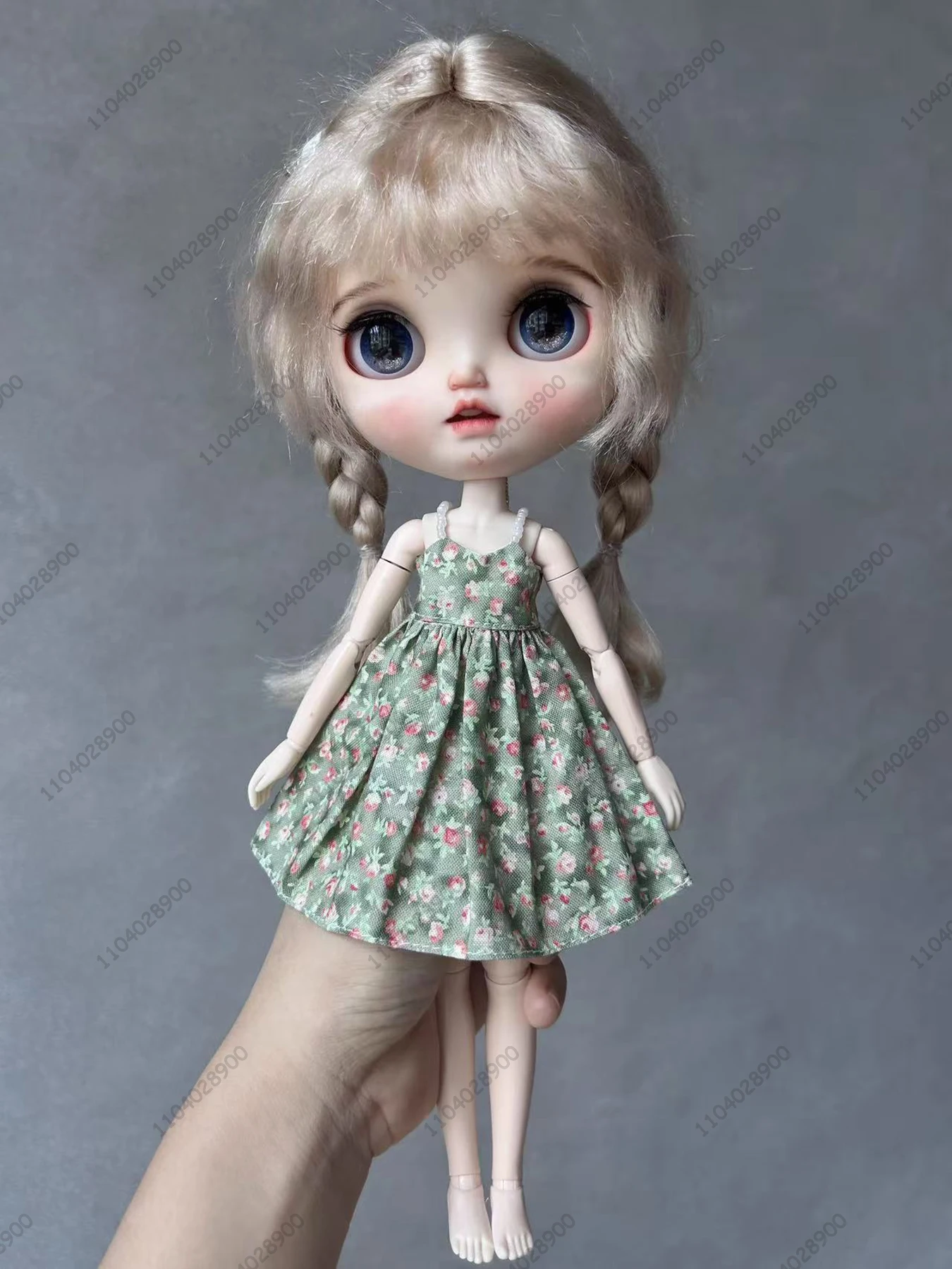 For Blythe Doll 30cm Doll Clothes Floral Patterned Strappy Slip Dress Sleeveless Spaghetti Strap Dress Beach Vacation