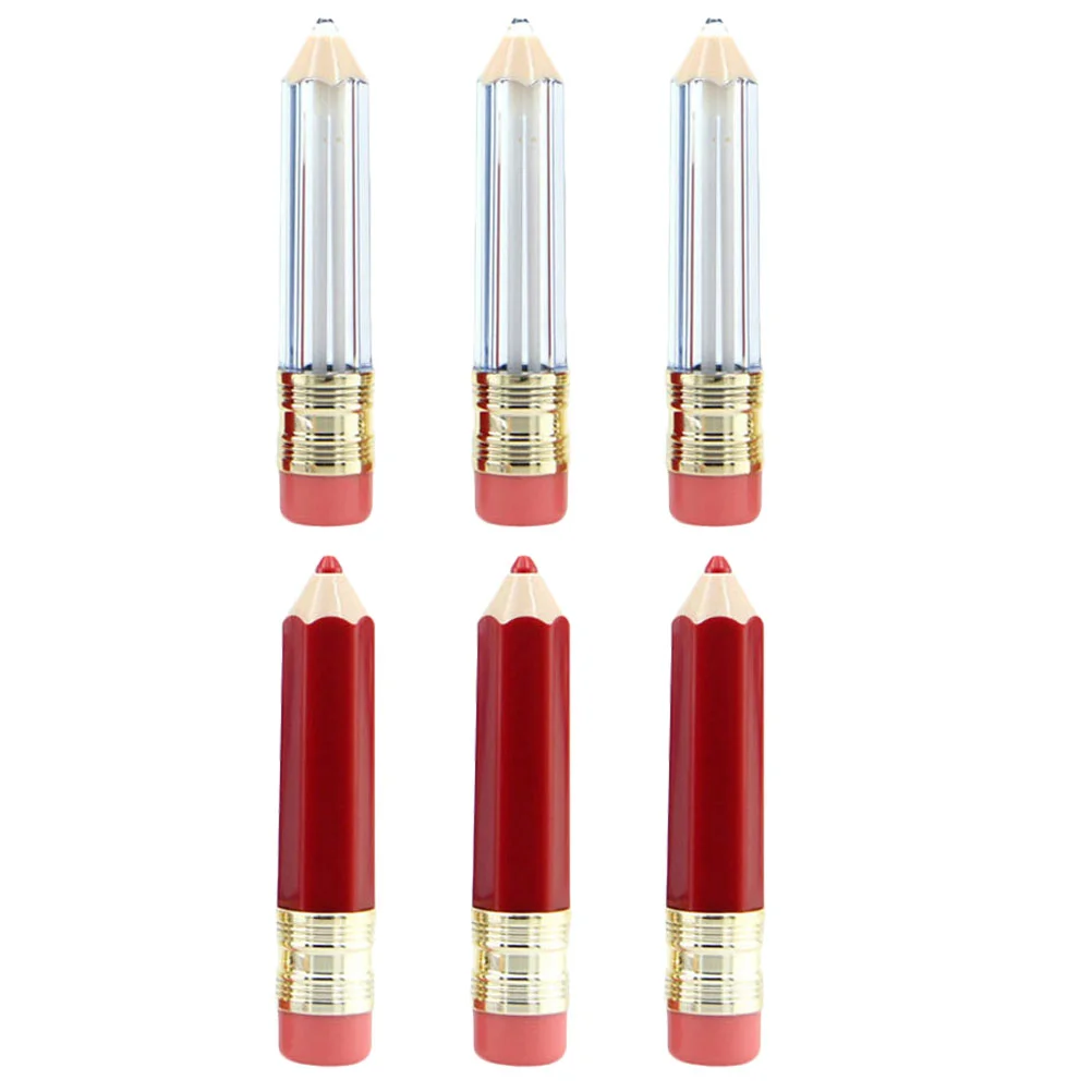 6-delige potlood lipglossbuis kleurcontainers lege lippenstiftbuizen lipgloss doe-het-zelf balsemflessen kleine mini