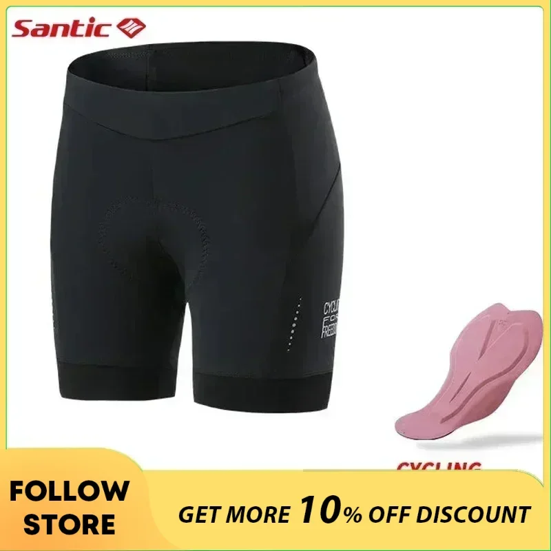 

Santic Women's Cycling Shorts 4D Padded Shockproof Bicycle Clothing w/ Waist Pocket Design MTB Bike Road Riding Short Pants