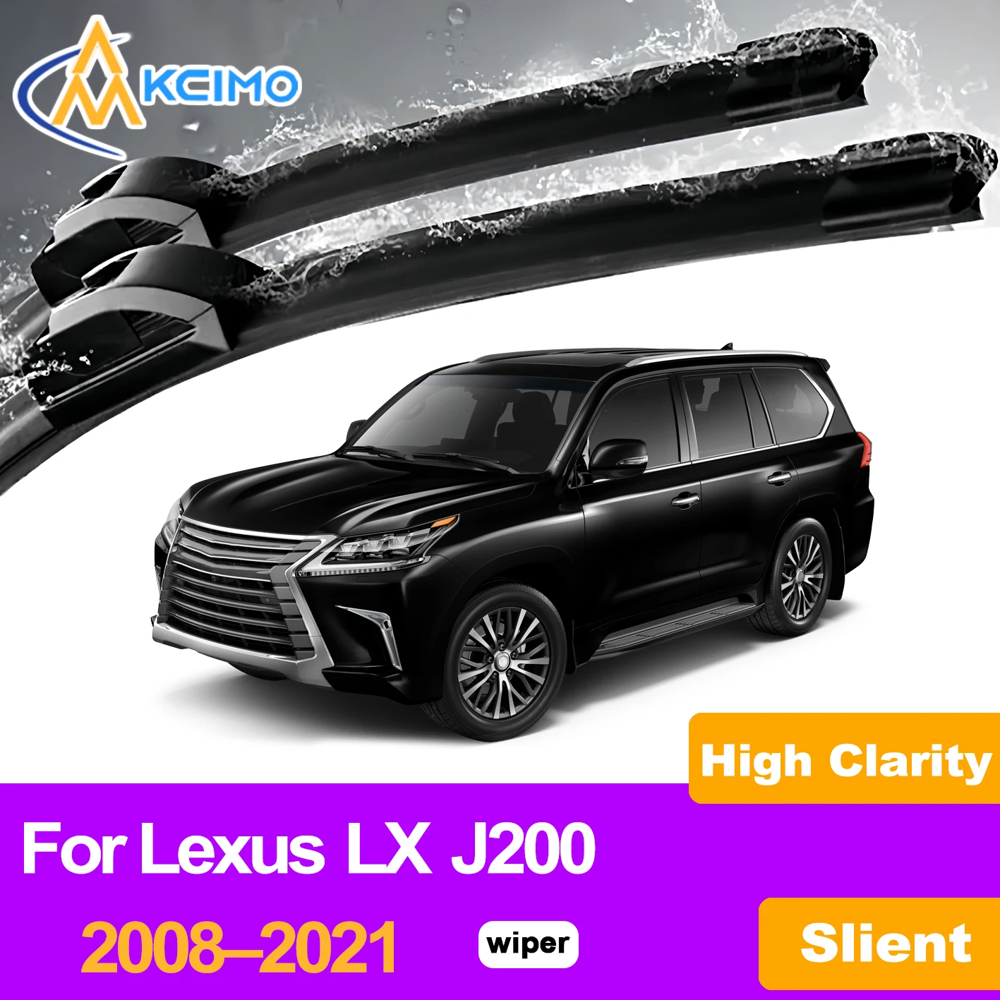 

KCIMO 2PCS Front Windshield Wiper Blades For Lexus LX J200 2008–2021, All Weather Anti-Noise Water Repellent Car Accessories