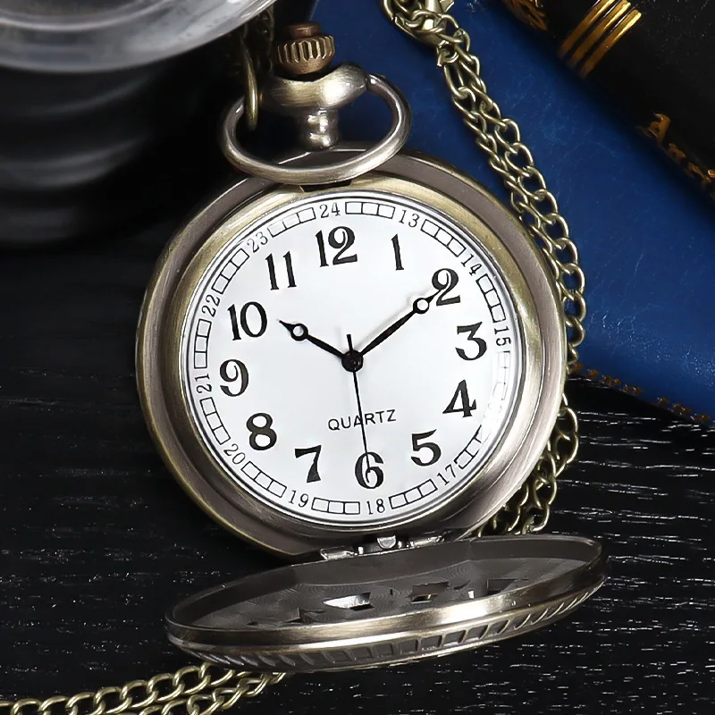 Factory Shangpastoral Style Retro Roman Pocket Watch Large Double Display Roman Scale Flip Quartz Watch