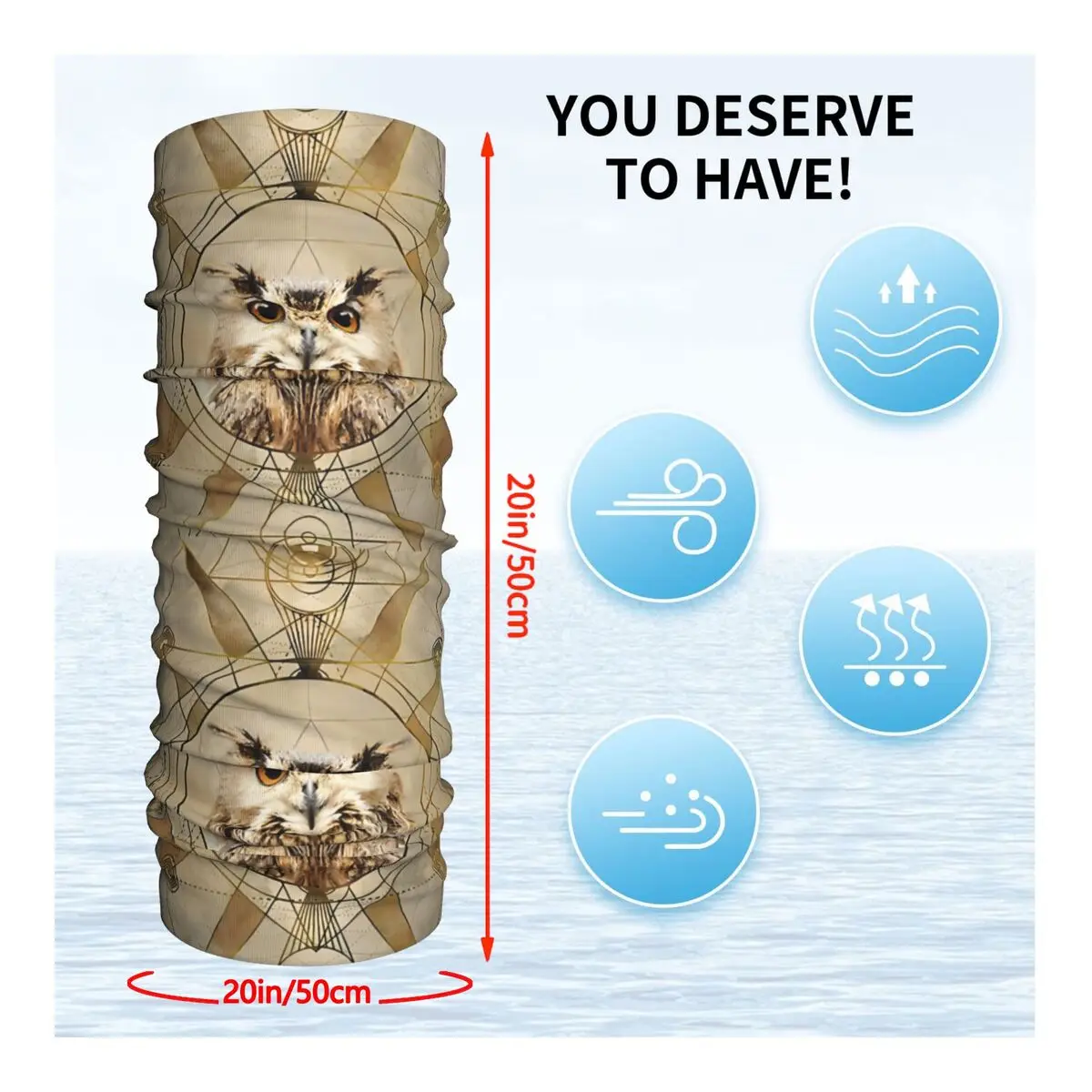 Шарф-Бандана с рисунком совы