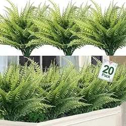 Artificial Plants Summer Decor Fake Plants Boston Fern Outdoor Resistant Artificial Plants Outside Indoor for Home Spring Decor