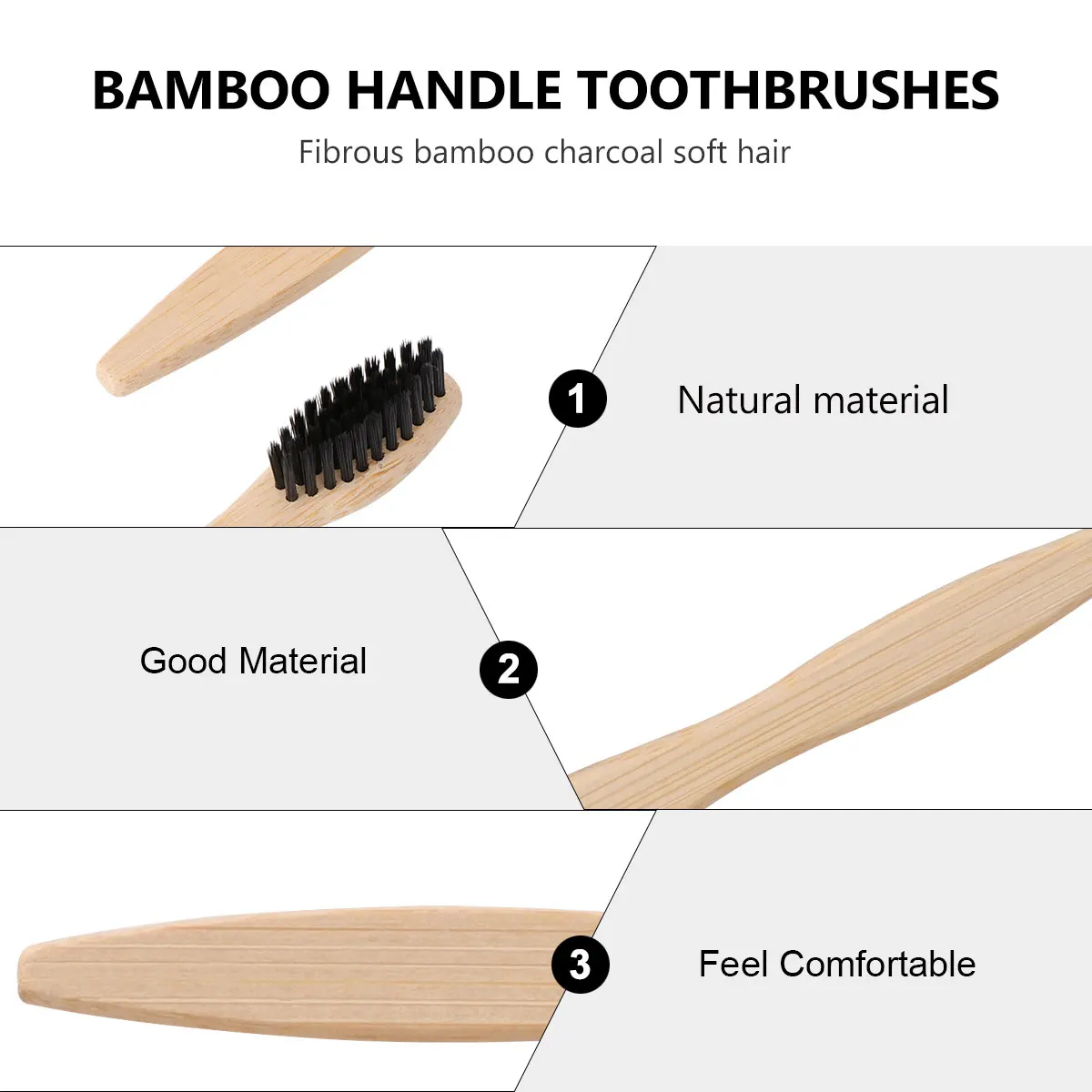 

10 Pcs Bamboo Toothbrush Set Home Use Wooden for Healthy Teeth Bacteria Prevention