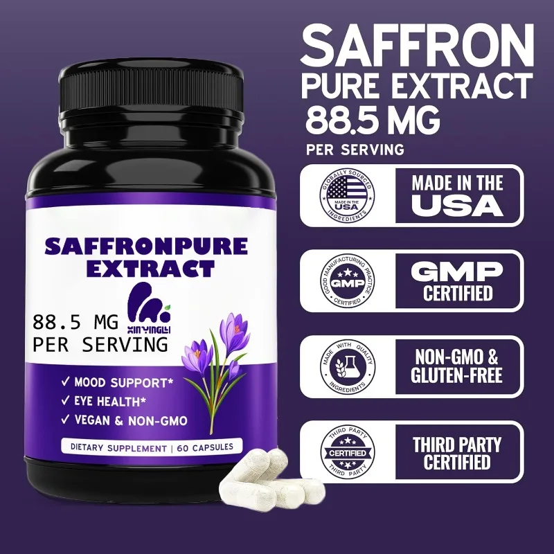 Saffron supplement (1 month supply) 88.5mg pure saffron extract per serving - vegetarian capsules