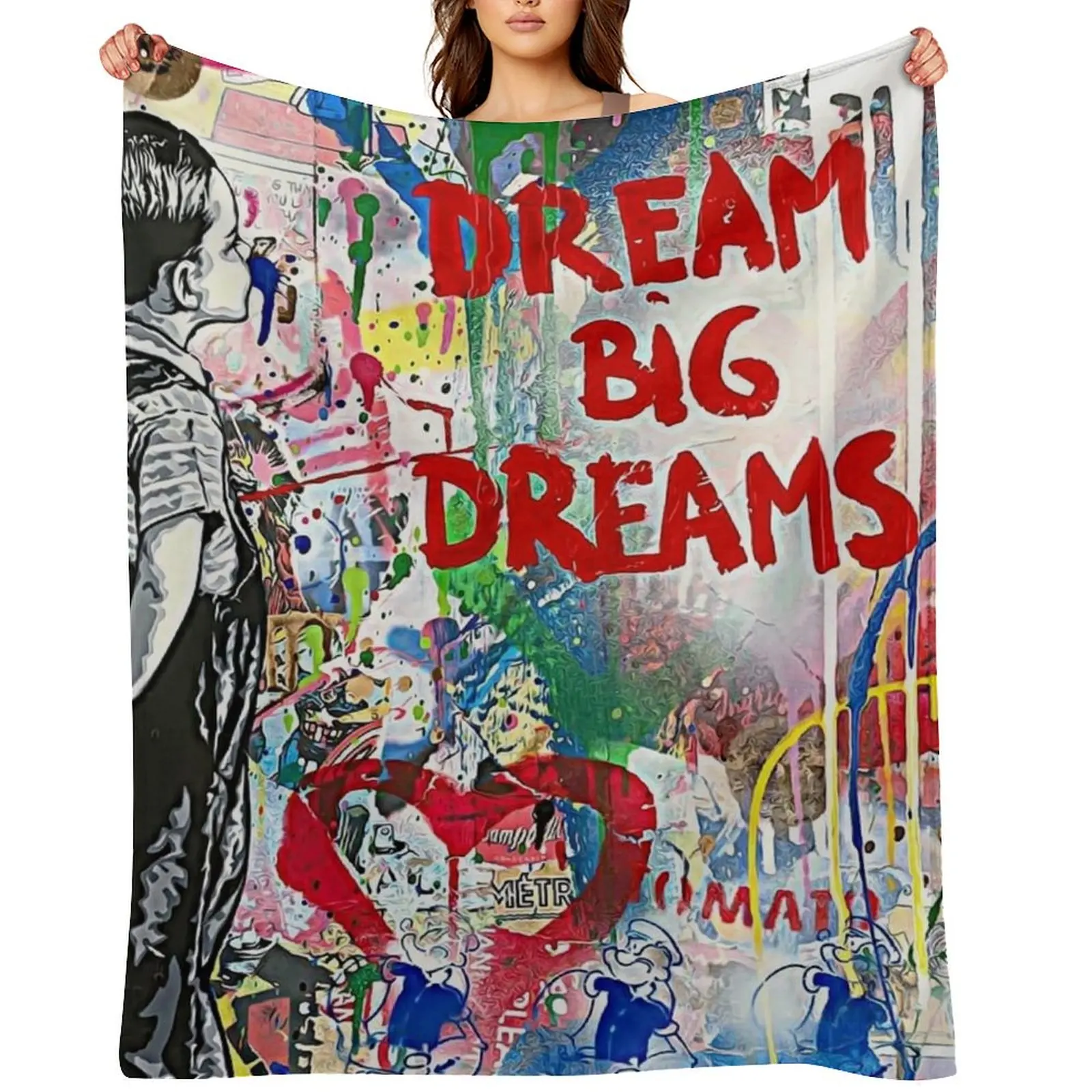 

Banksy Dream Big Dreams Throw Blanket Cute Furry Giant Sofa for babies Blankets